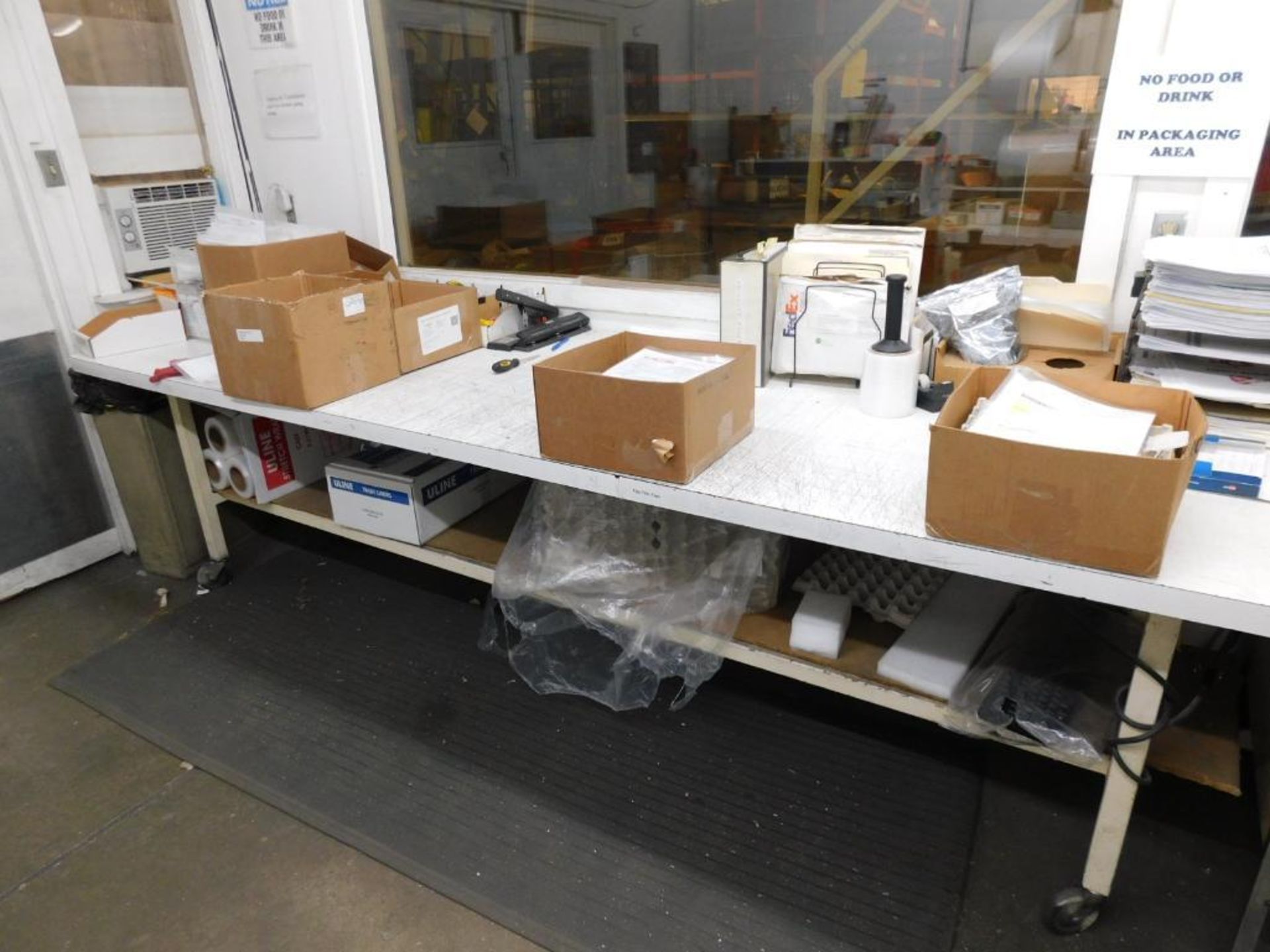 LOT: Contents of Shipping Office: Assorted Shipping Supplies, 6' x 3' Work Bench, 10' x 3' Rolling - Image 3 of 8