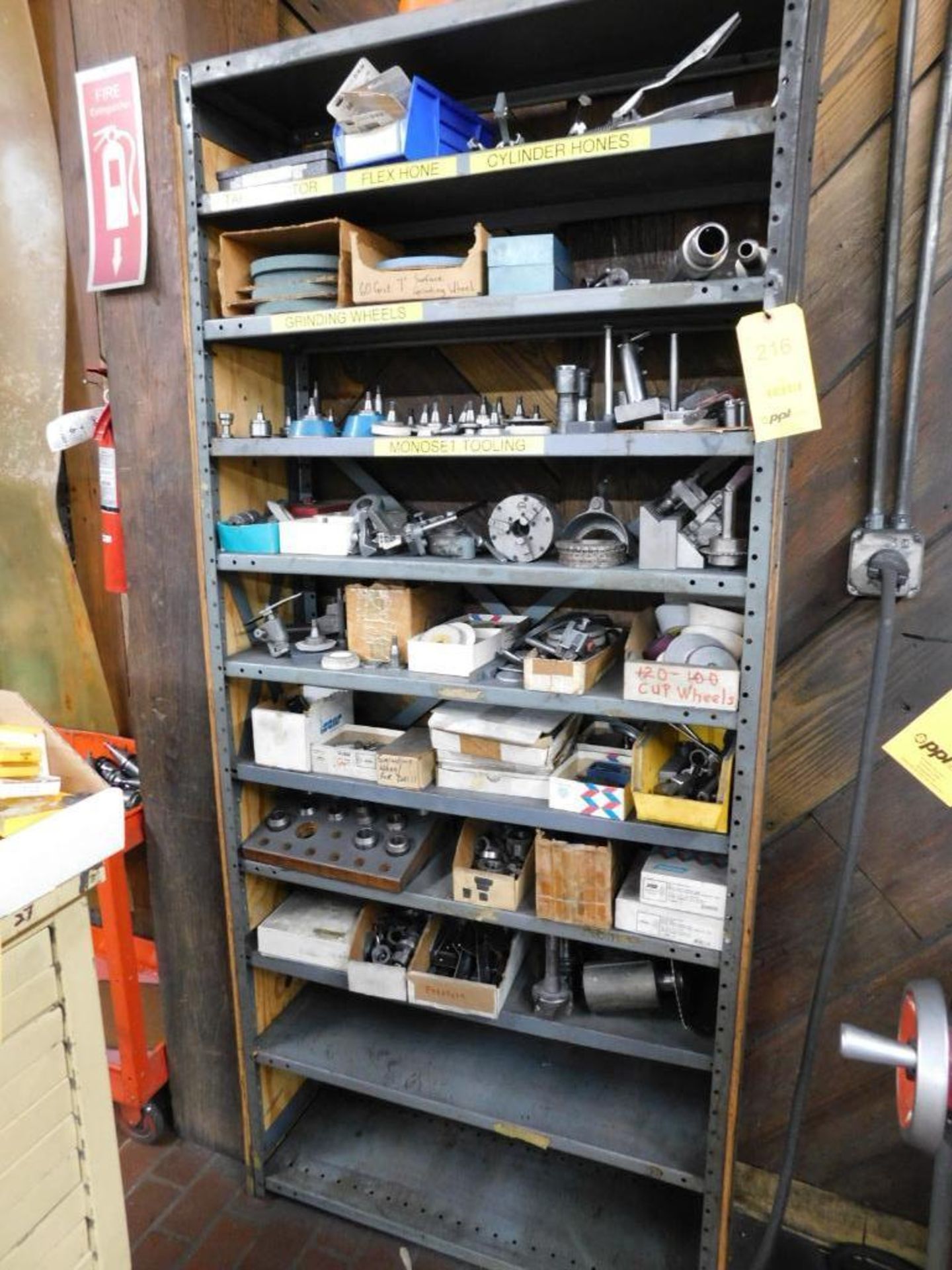 LOT: 10-Tier Shelving Unit w/Monoset Tooling & Accessories