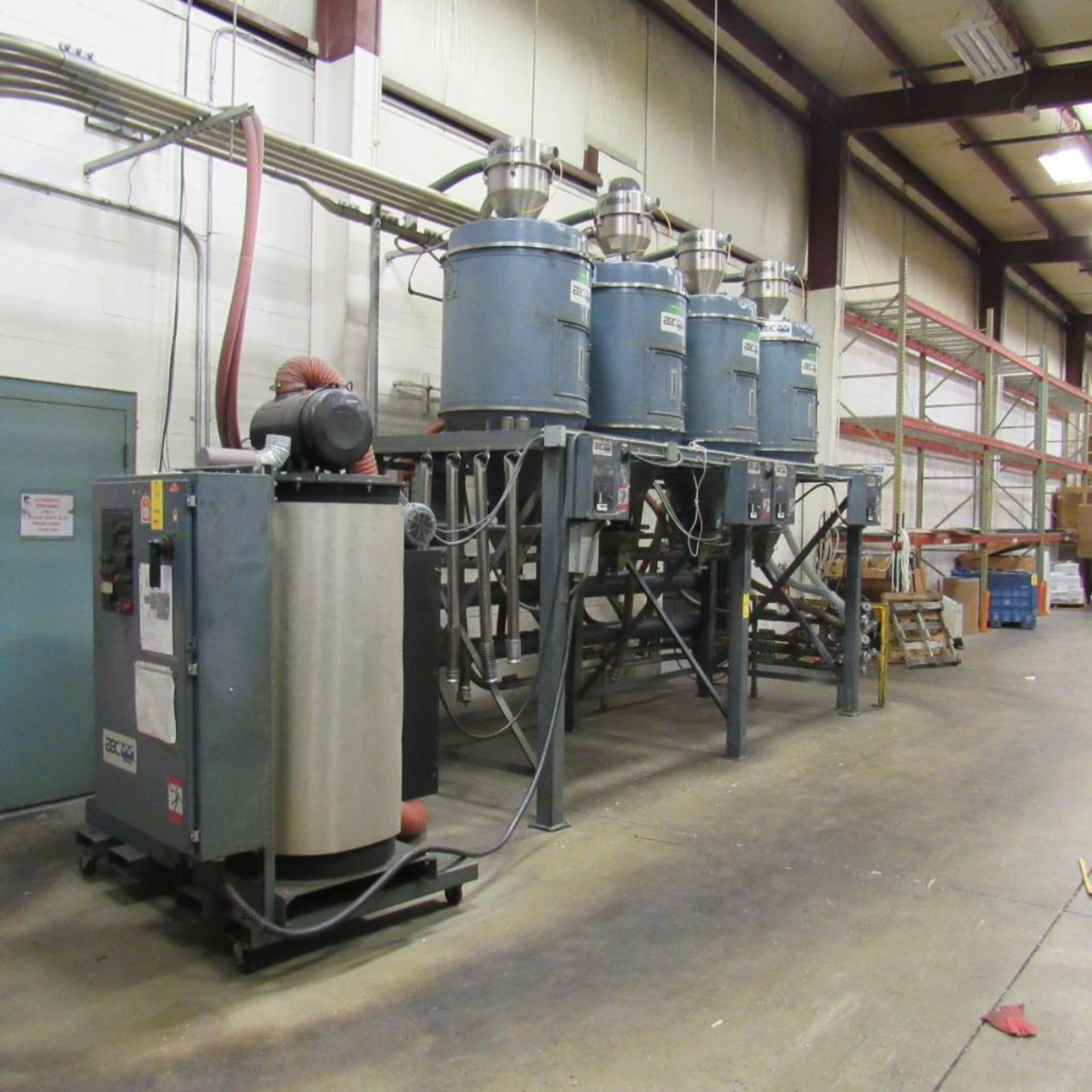 AEC Whitlock WD-600 CHEQ Dryer w/(4) DH-170 MICHEQ Hopper Dryers (Location: Bldg. 1)