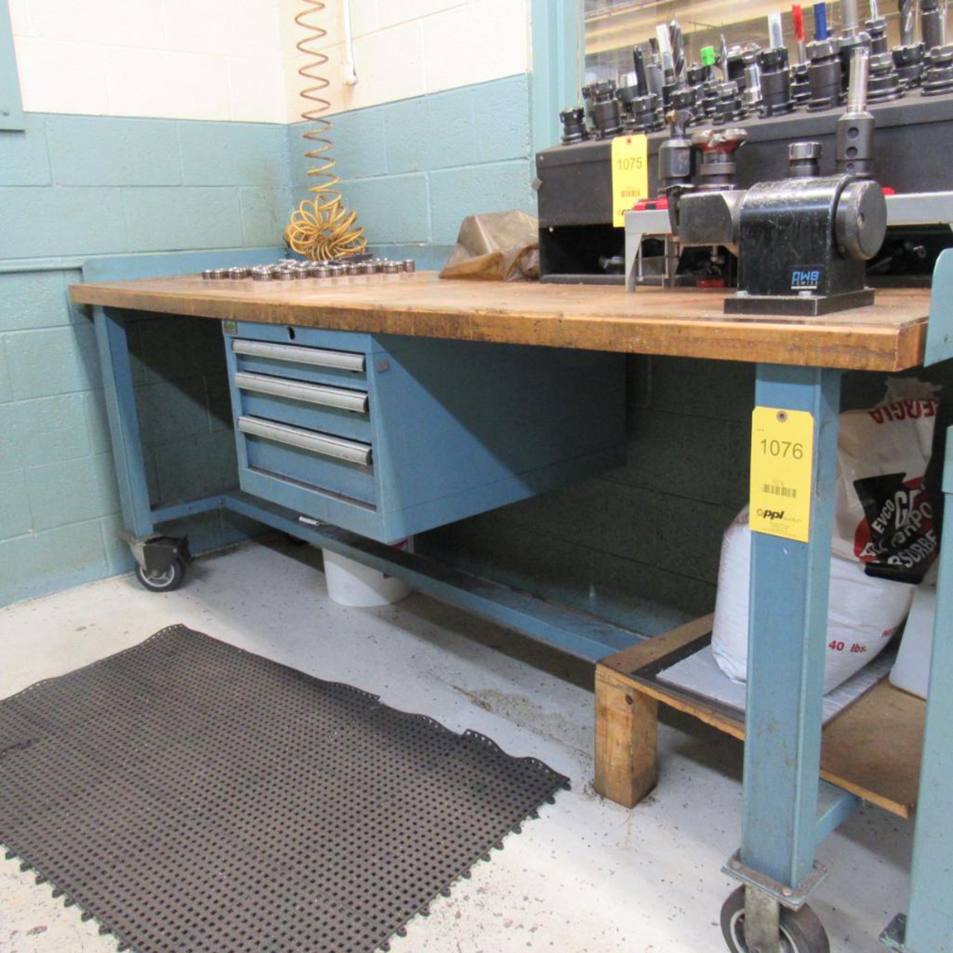 30" x 96" Rolling Lista Maple Top Work Bench w/Tool Box (Location: Bldg. 2)