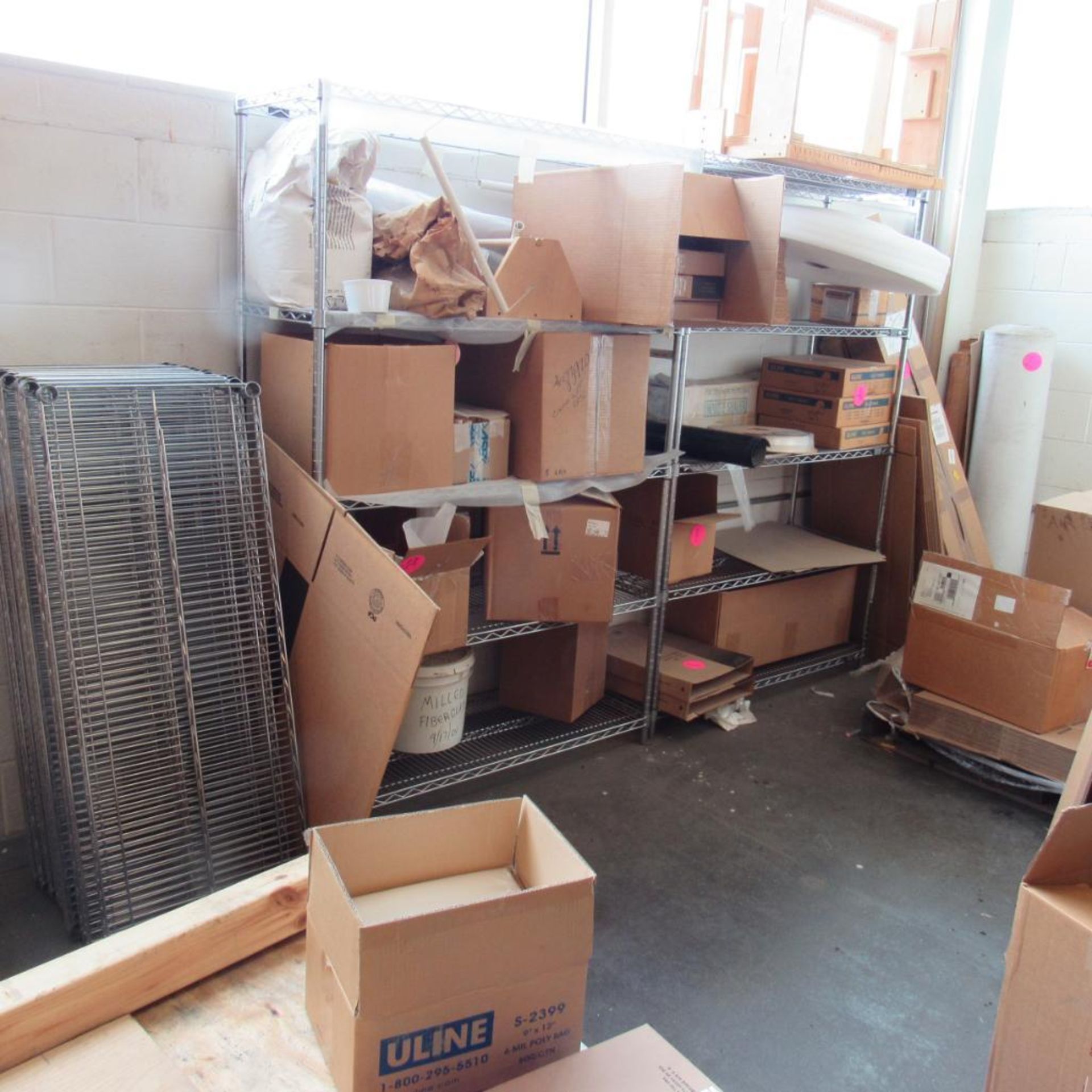 LOT: Rack, Shelving, Remaining Contents of Loft: Building Supplies, Misc. Electronics (Location: - Image 2 of 10