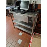 Stainless Steel Station Desk Workstation With Drawer And Two Under Shelves 104 x 46 x 100cm