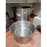 2 x Stainless Steel Commercial Stock Pots 47 x 45cm And 42 x 20cm Approximately 78 Litre And 28