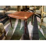 Square Coffee Table With Chess Board Design Inlay Top With Gilt Highlights Mounted On Round Turned