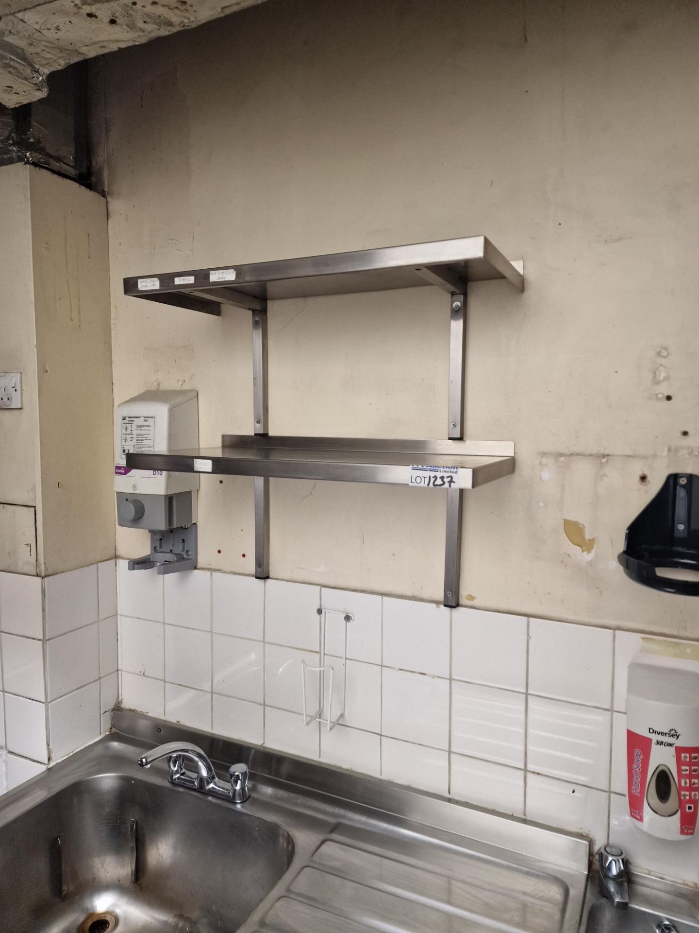 2 x Wall Mounted Stainless Steel Wall Shelves 70 x 30cm