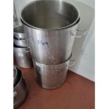 3 x Stainless Steel Heavy Duty Commercial Stock Pots 56 x 56cm, 52 x 49cm And 47 x 42cm