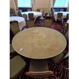 7 x Burgess round flock top banqueting tables 153 x 73cm