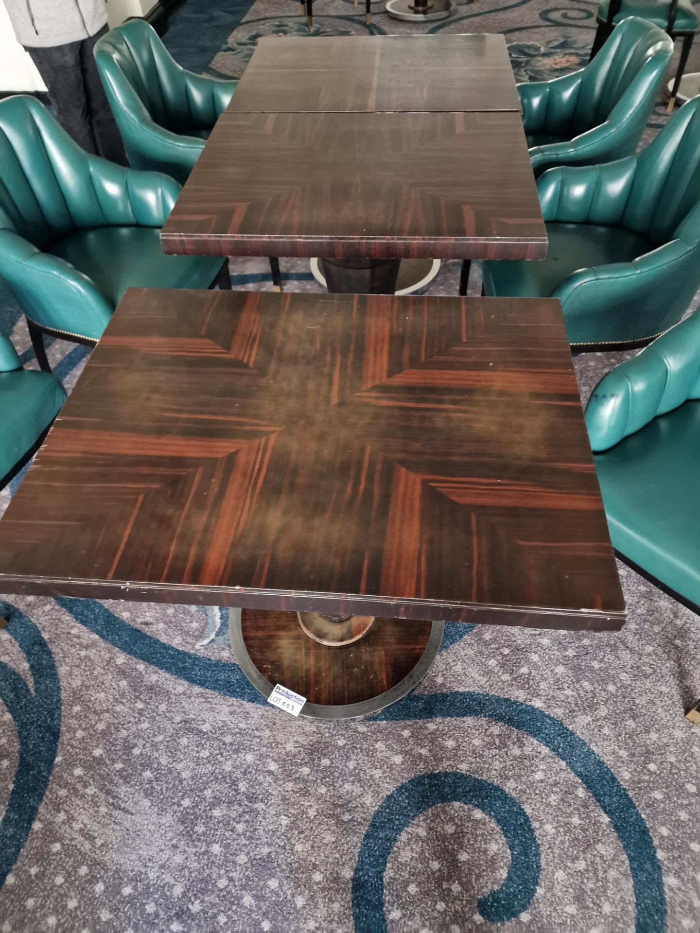 Rectangular dining table art deco style macassar ebony and palm veneer on solid timber frame mounted - Bild 2 aus 5