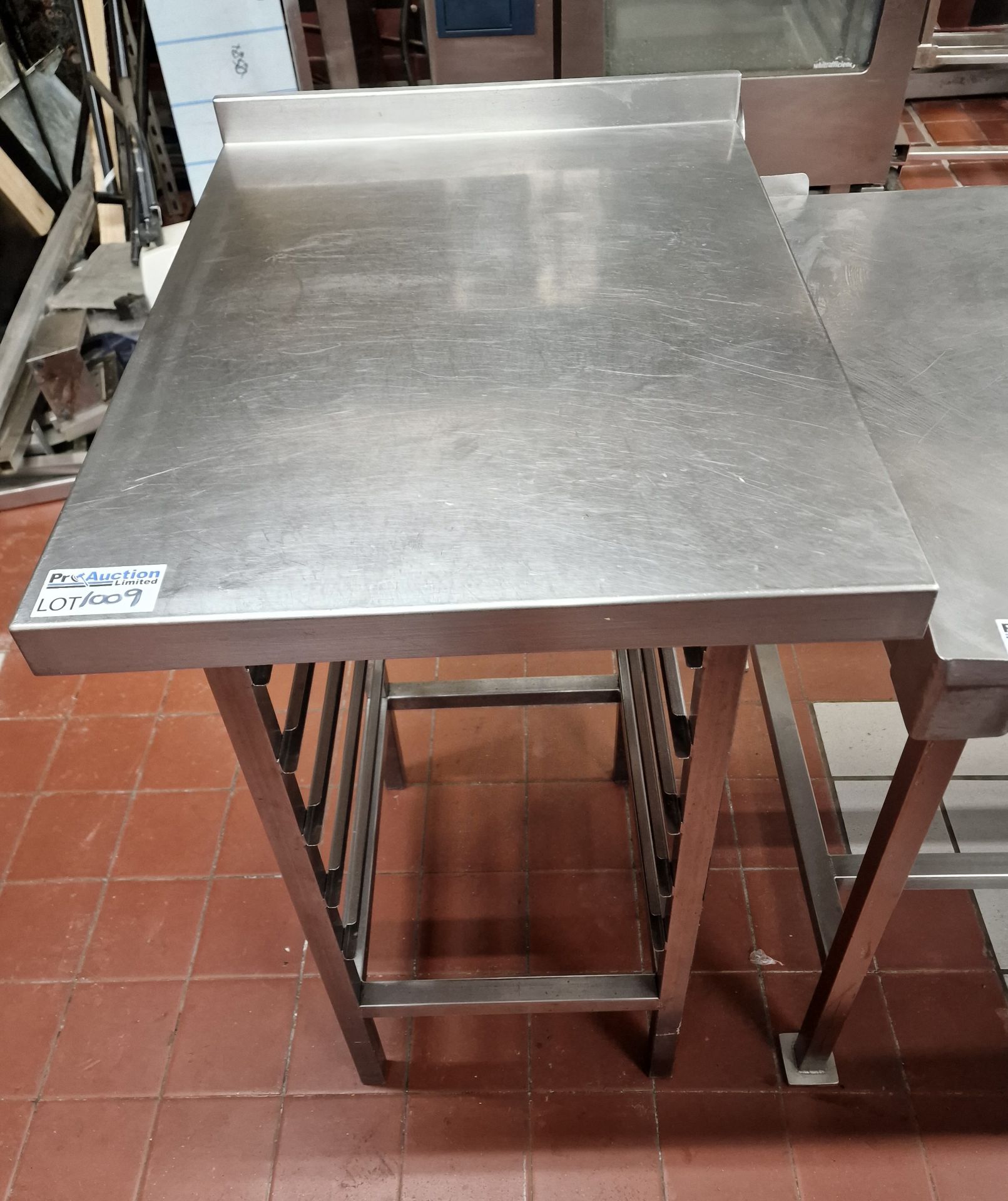 Stainless Steel Preparation Table With Back Stand And Five Tray Rack Under 60 x 80 x 89cm