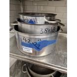 3 x Stainless Steel Commercial Stock Pots 42 x 21cm, 38 x 18cm And 34 x 11cm Approximately 29 Litre,