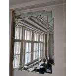 Art deco frameless wall mounted mirror 100 x 130cm