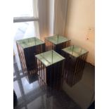 A Set Of 4 x Gold Mirrored Glass Square Planter Vases 2 x 108 x 108 x 108 And 2 x 105 x 105 x 105mm