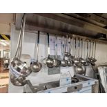 Various Stainless Steel Kitchen Utensils Comprising Of Ladels. Spoons Pasta Baskets Etc