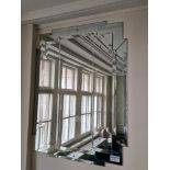 Art deco frameless wall mounted mirror 100 x 130cm