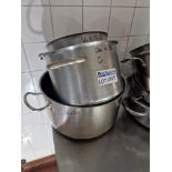 3 x Stainless Steel Commercial Stock Pots 38 x 22cm, 30 x 18cm And 26 x 12cm Approximately 25 Litre,