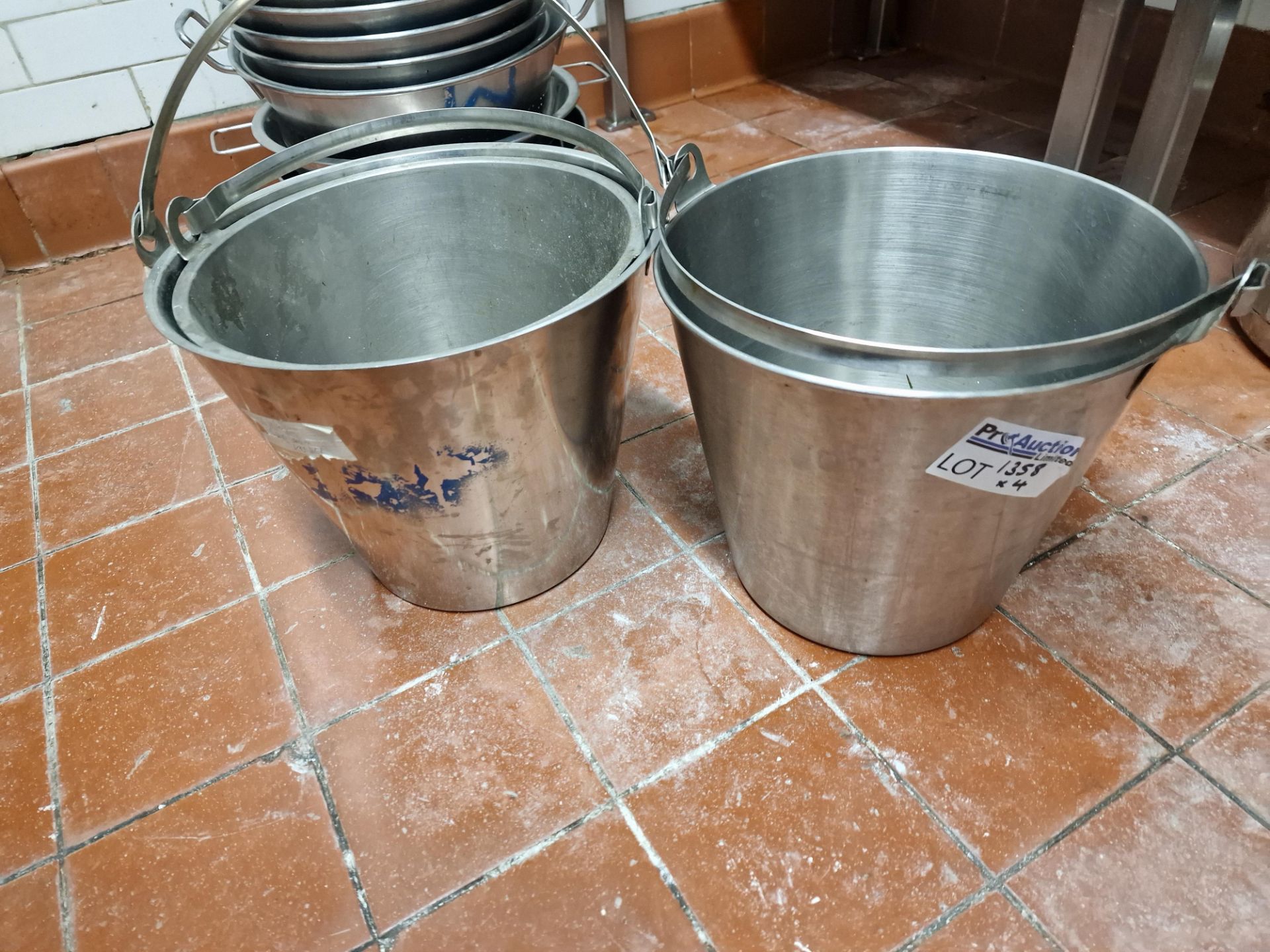 4 x Stainless Steel Pale Buckets