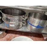 3 x Stainless Steel Commercial Stock Pots 50 x 15cm, 50 x 15cm And 42 x 32cm Approximately 29