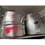 4 x Stainless Steel Commercial Stock Pots 47 x 45cm, 42 x 20cm, 42 X21cm And 49 x 19cm Approximately