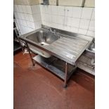 Stainless Steel Commercial Utensil Sink Right Hand Drainer 120 x 66 x 90cm