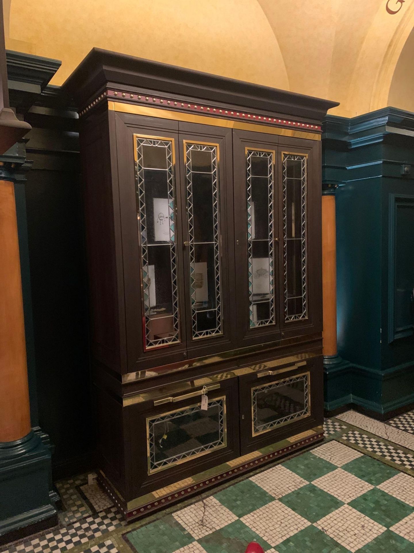 A Bespoke Robert Angell Display Cabinet Timber Construction Stained in Oiled Oak With Polished Brass