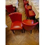 A pair of bespoke Robert Angell dining chair Featuring a classic armless design, red leather