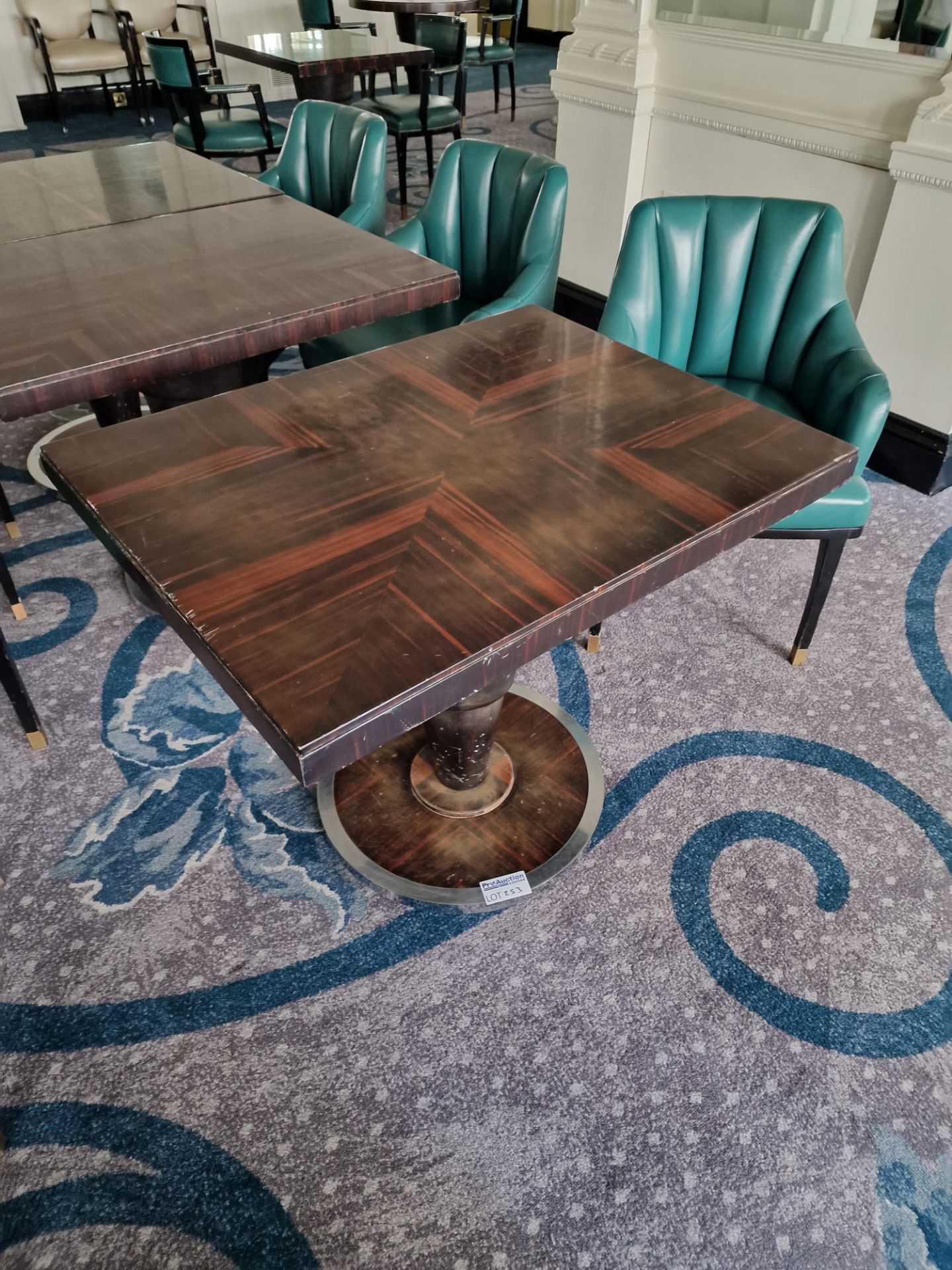 Rectangular dining table art deco style macassar ebony and palm veneer on solid timber frame - Bild 4 aus 6