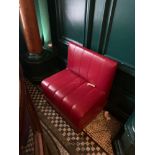 A Bespoke Robert Angell Carved Timber Seating Bench Upholstered in Red Leather 70 x 55 x 63cm