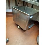 Stainless Steel 200 Litre Mobile Tote Bin On Nylon Wheels 676 x 695 x 700mm