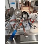 Various Stainless Steel Kitchen Utensils Comprising Of Ladels. Spoons Pasta Baskets Etc