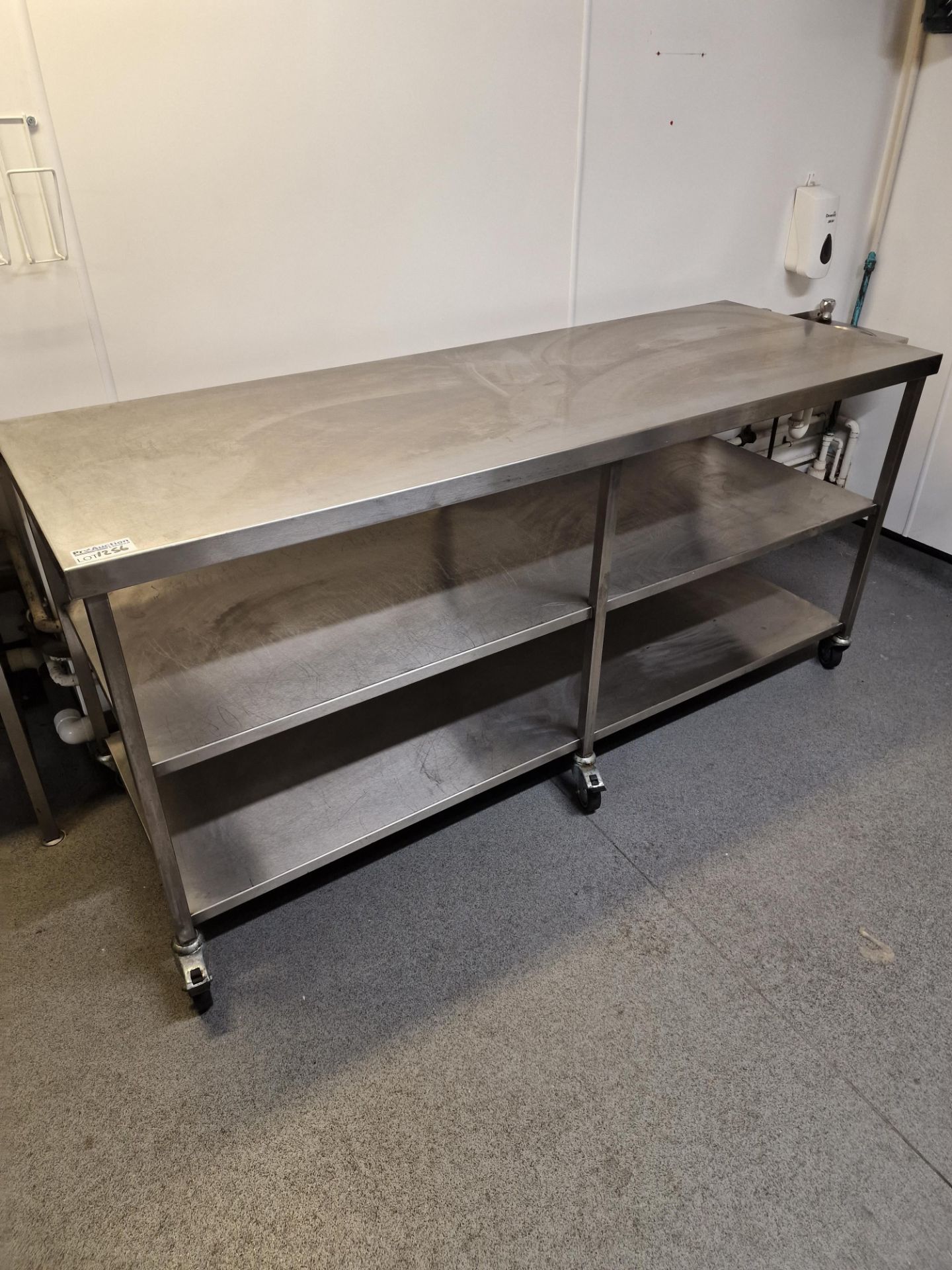 Stainless Steel Mobile Preparation Table With Two Under Shelves 200 x 70 x 95cm