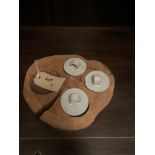 Wood Circular Block with Ceramics Handle Tops 26 x 24cm