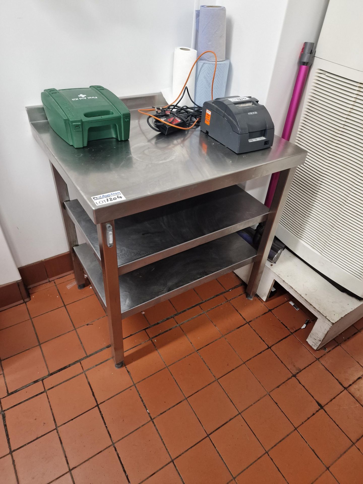 Stainless Steel Preparation Table With Two Shelves And Upstand 82 x 65 x 84cm