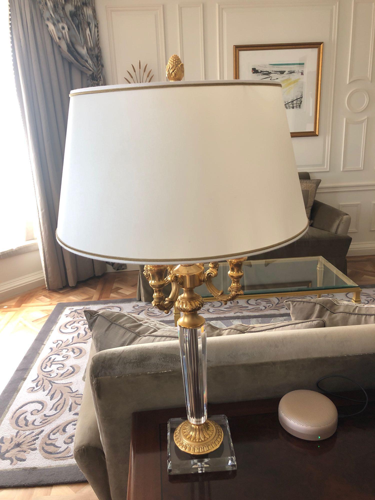 Laudarte Crystal Table Lamp Inserts And Decorations In 24ct Gold With Shade 95cm Tall (Room 501/