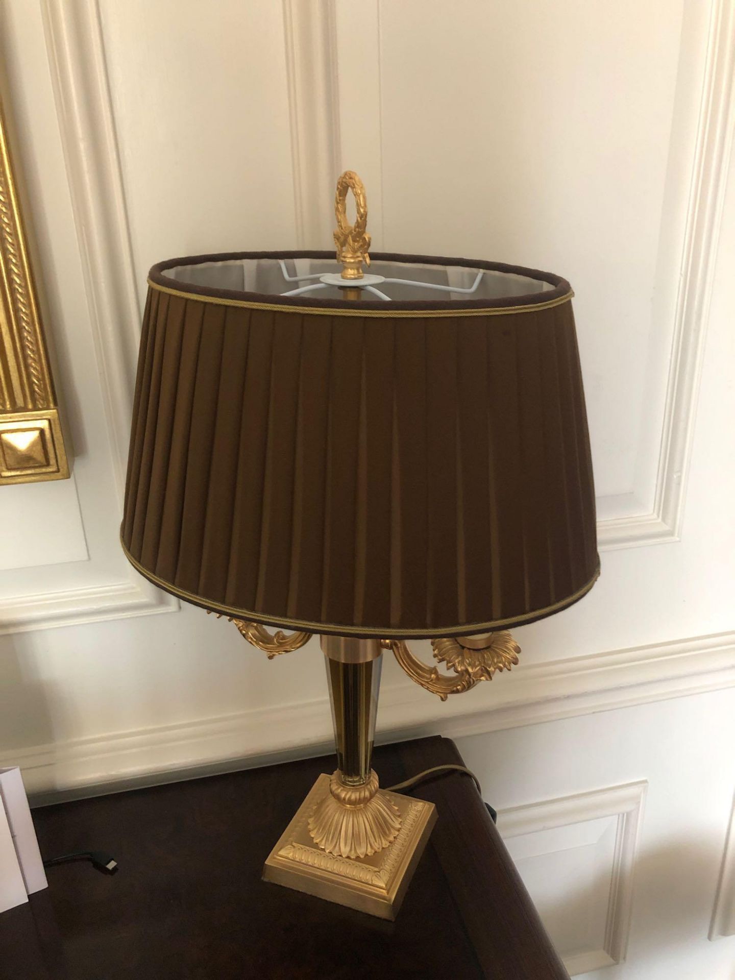 Laudarte Aretusa Twin Arm Table Lamp Bronze Lost-Wax Casting Antique Gilt Bronze Base And Column And