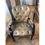 A Leather Tufted Armchair With Chesterfield Style Button And Stud Detail 60 x 63 x 95cm (Room 506/7)