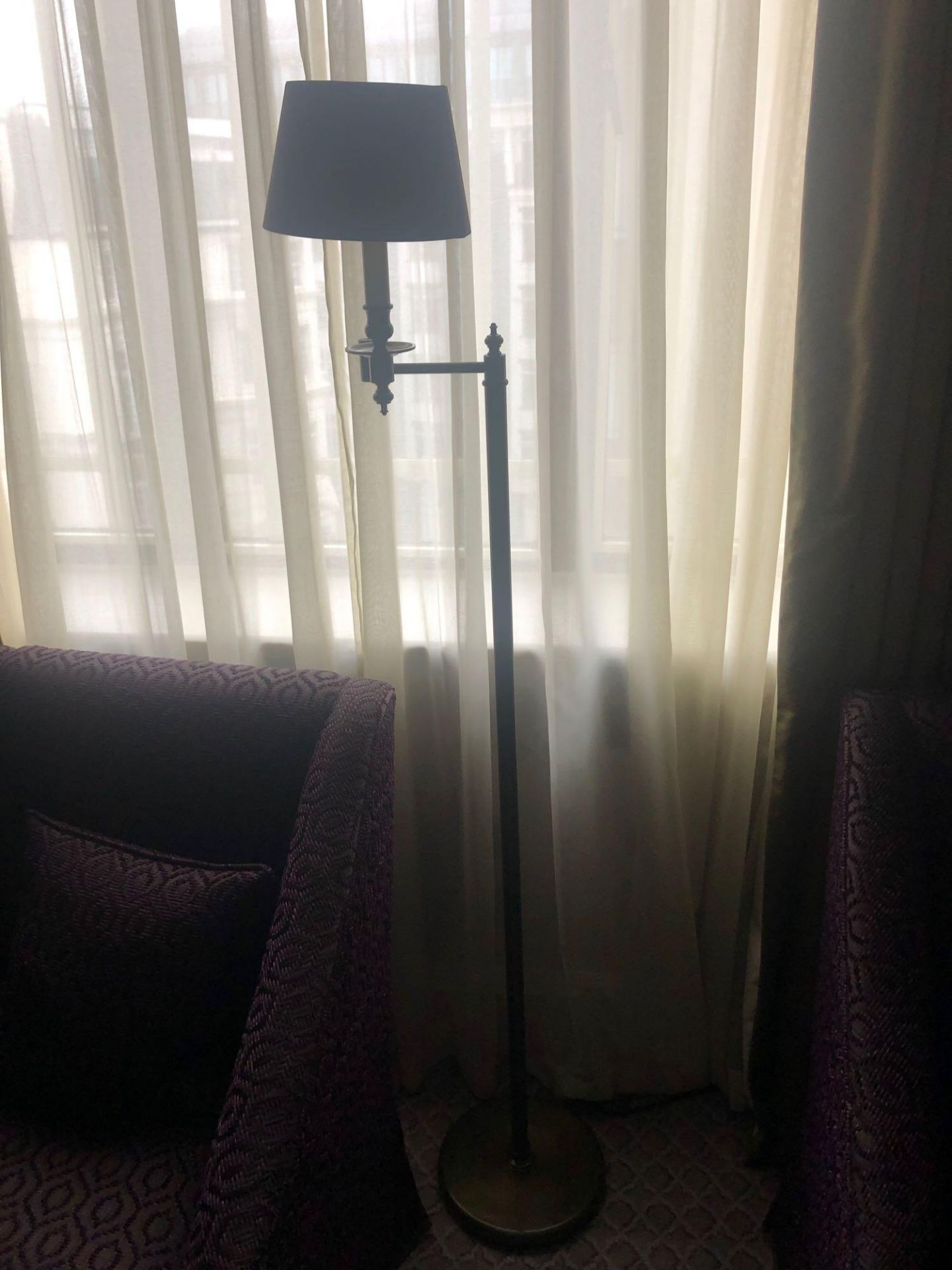 Library Floor Lamp Finished In English Bronze Swing Arm Function With Shade 156cm (Room 538)
