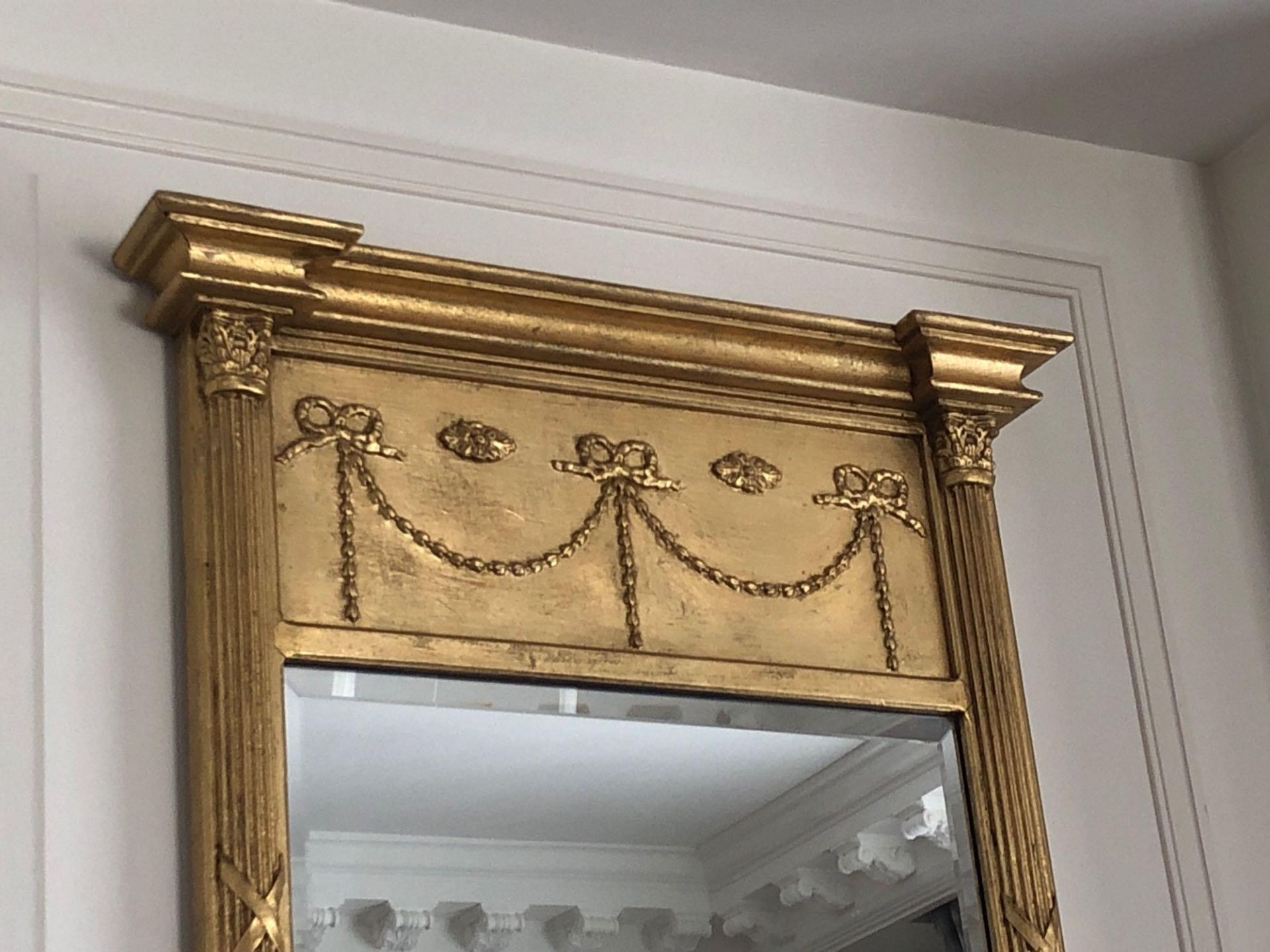 Regency Style Giltwood Pier Mirror Flanked By Spirally-Turned Half Pilasters The Frieze With Swag - Image 2 of 2