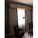 A Pair Of Silk Drapes And Jabots Champagne And Purple With Pelmet 260 x 240cm (Room 508)
