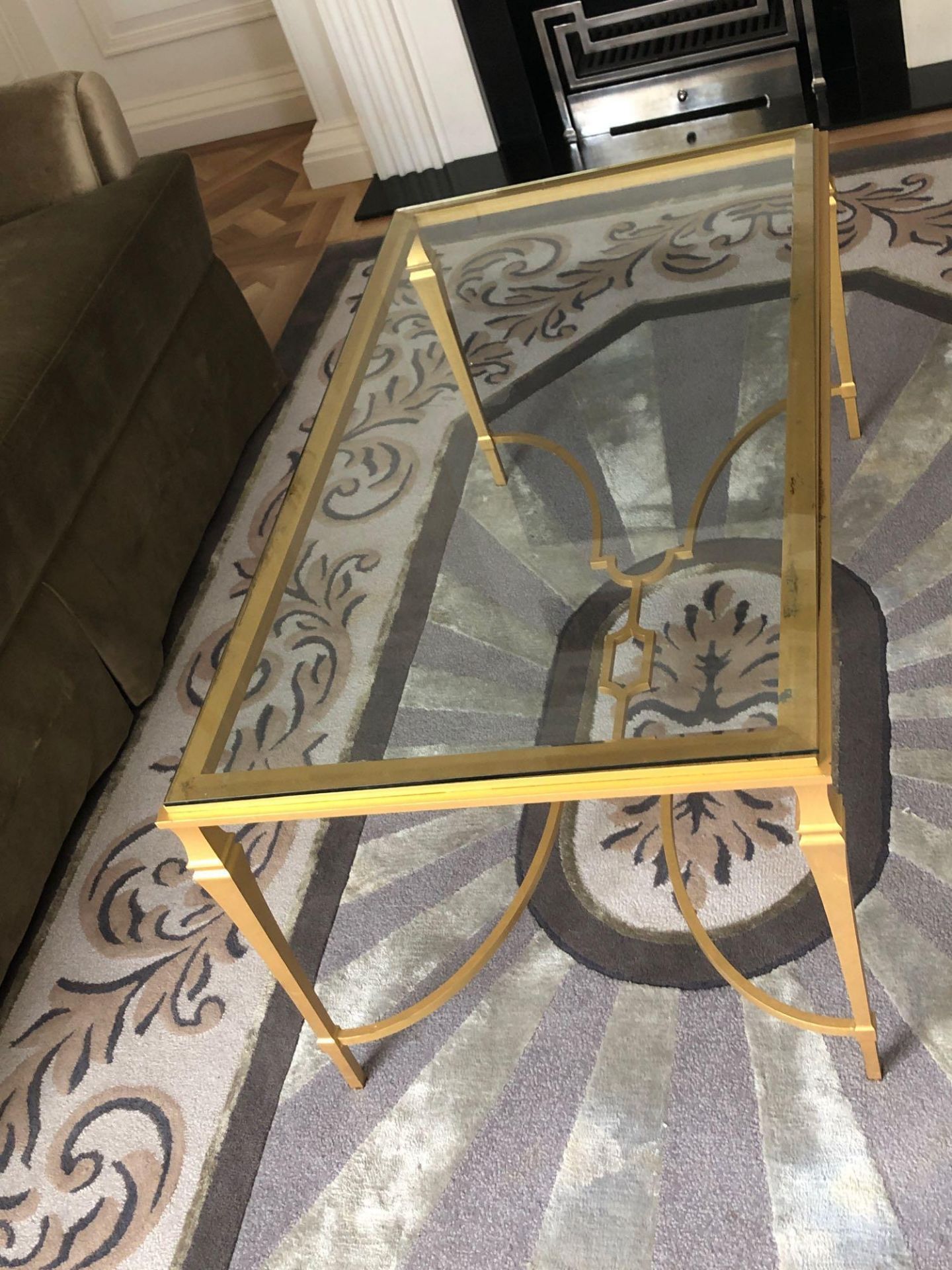 A Rectangular Coffee Table Polished Brass Frame With Clear Glass Top 110 x 60 x 58cm (Room 501/502)