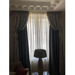 A Pair Of Gold And Silver Silk Drapes And Jabots With Tie Backs Span 260 x 170cm (Room 523)