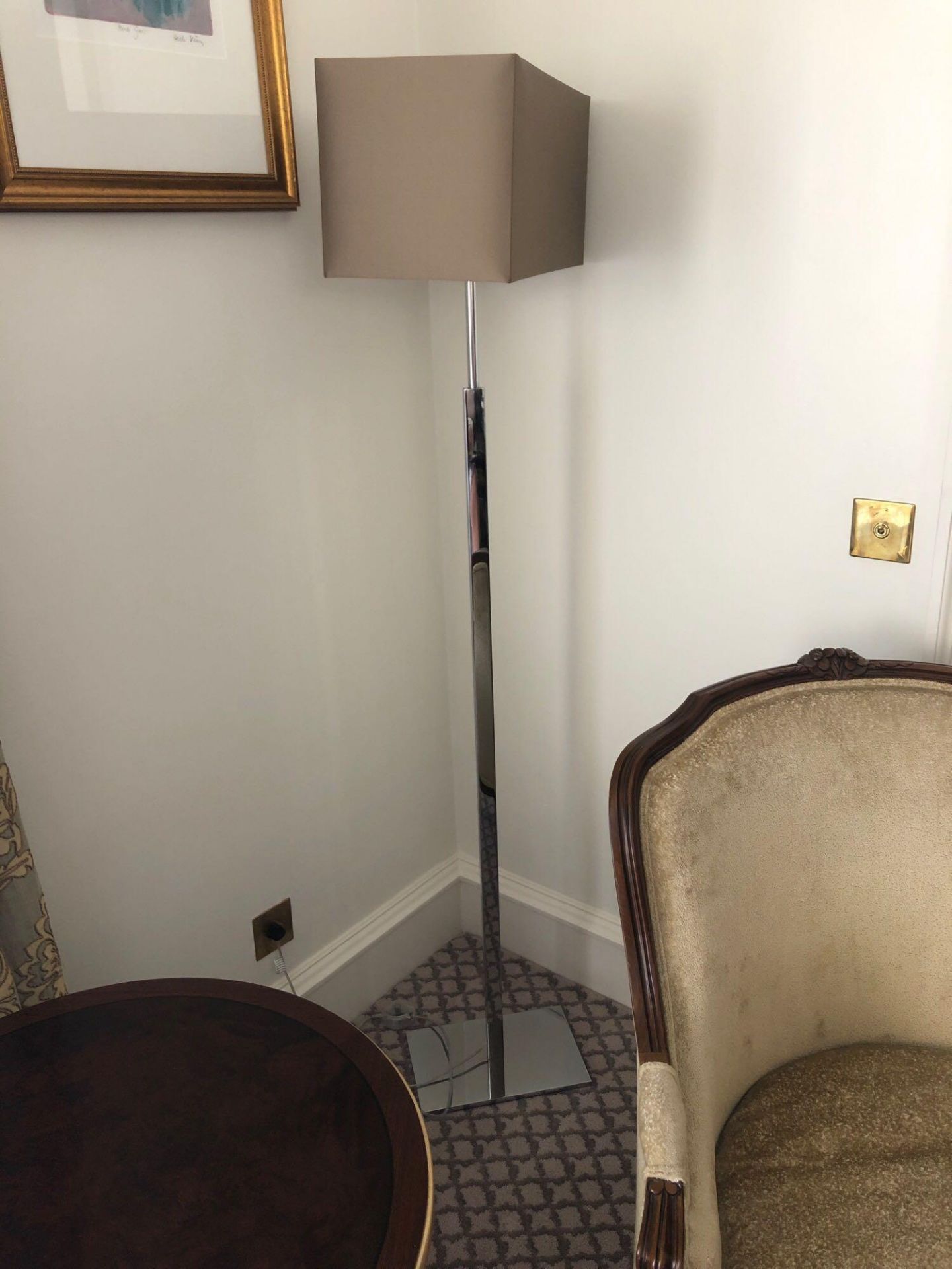 Heathfield And Co Dakota Contemporary Floor Lamp Chrome Complete With Shade 158cm (Room 501/502)