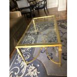 A Rectangular Coffee Table Polished Brass Frame With Clear Glass Top 110 x 60 x 58cm (Room 503 / 4)