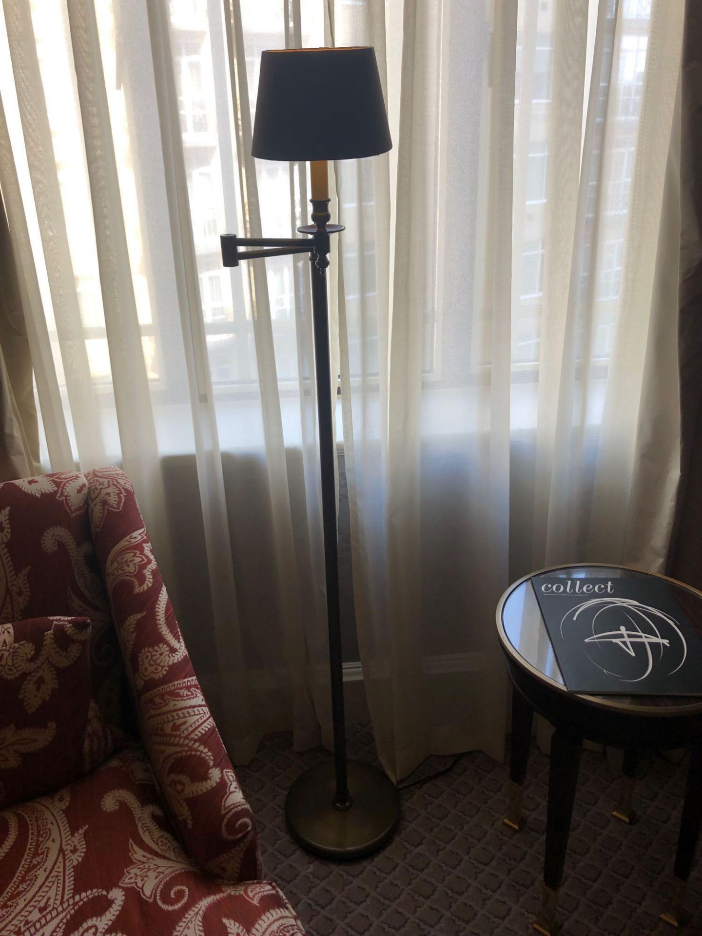 Library Floor Lamp Finished In English Bronze Swing Arm Function With Shade 156cm (Room 521)