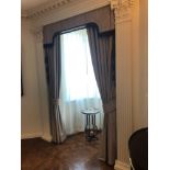 A Pair Of Drapes Fabric In Brown And White Striped Complete With Pelmet And Tassels 257 x 160cm (