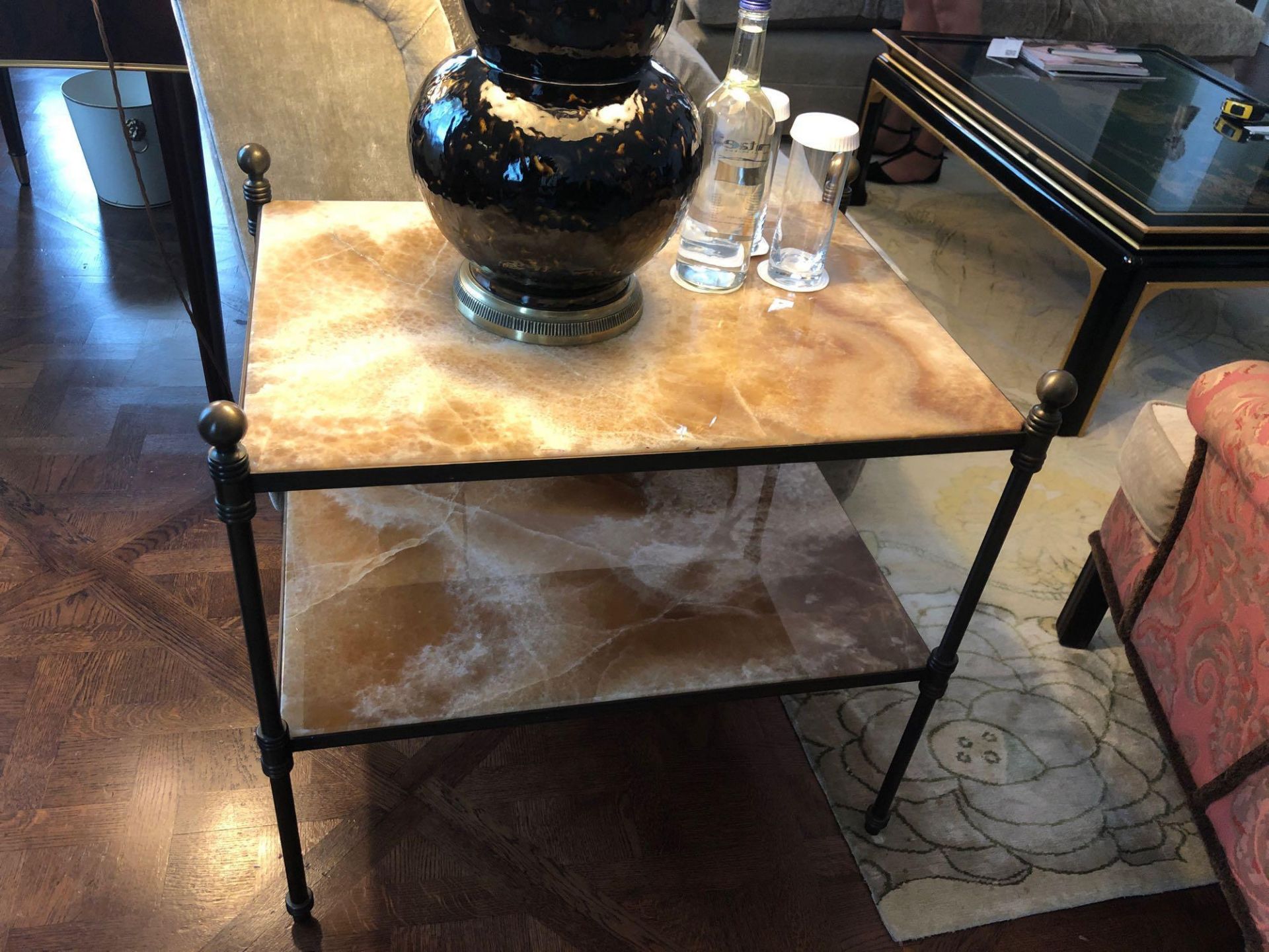 A Marble And Bronze Two Tier Side Table On Cast Frame 50 x 70 x 63cm (Room 517/8) - Bild 2 aus 2