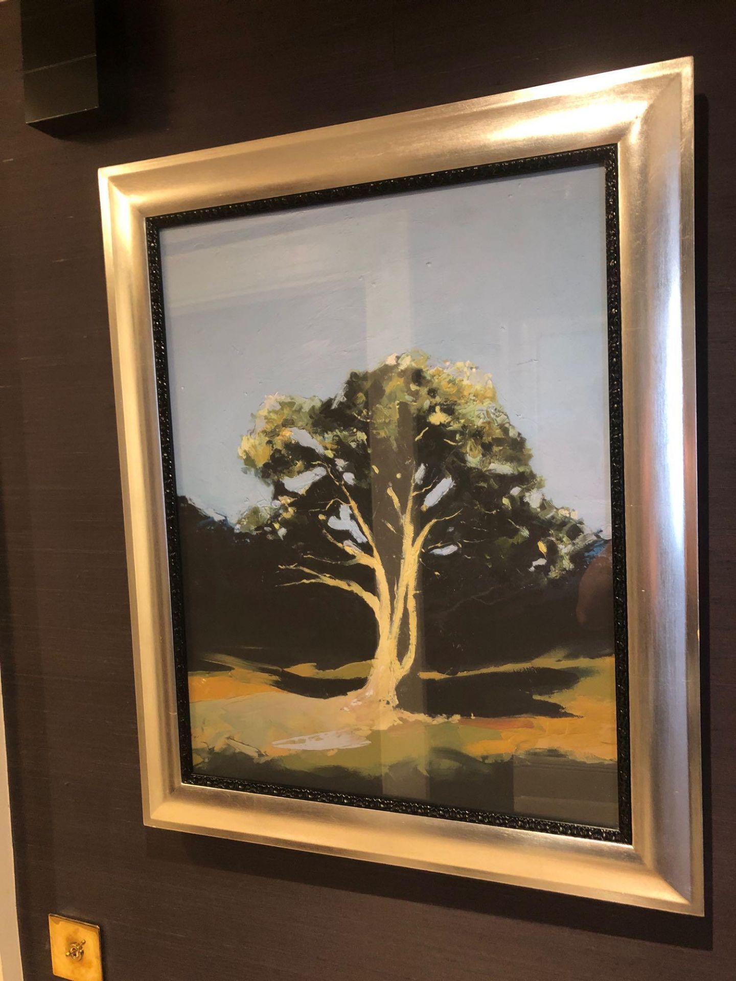 Landscape Lithograph Print Framed Depicting A Tree 62 x 76cm (Room 527)