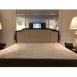 Headboard, Handcrafted With Nail Trim And Padded Textured Woven Upholstery (Room 505)