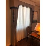 A Pair Of Drapes Fabric In Brown And White Striped Complete With Pelmet And Tassels 257 x 180cm (