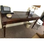 A Burr Mahogany Writing Desk / Dressing Table Fitted With Two Small Side Drawers The Central Panel