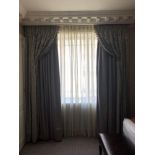 A Pair Of Gold And Silver Silk Drapes And Jabots With Tie Backs Span 260 x 230cm (Room 523)